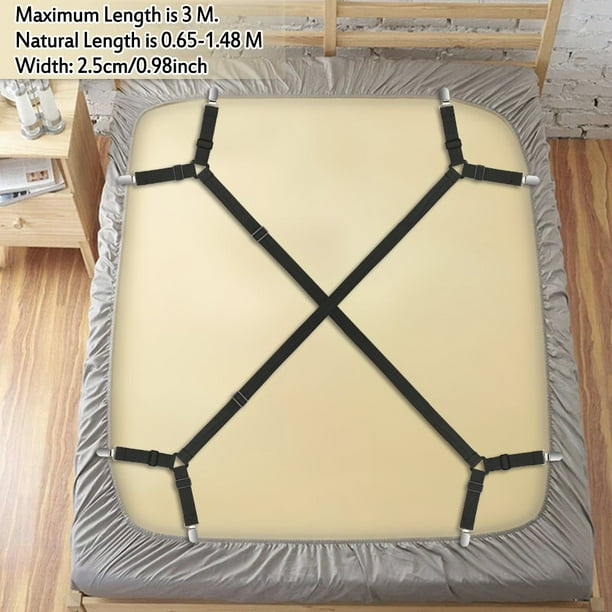 Premium Adjustable Bed Sheet Holder Straps - 3 Way Elastic