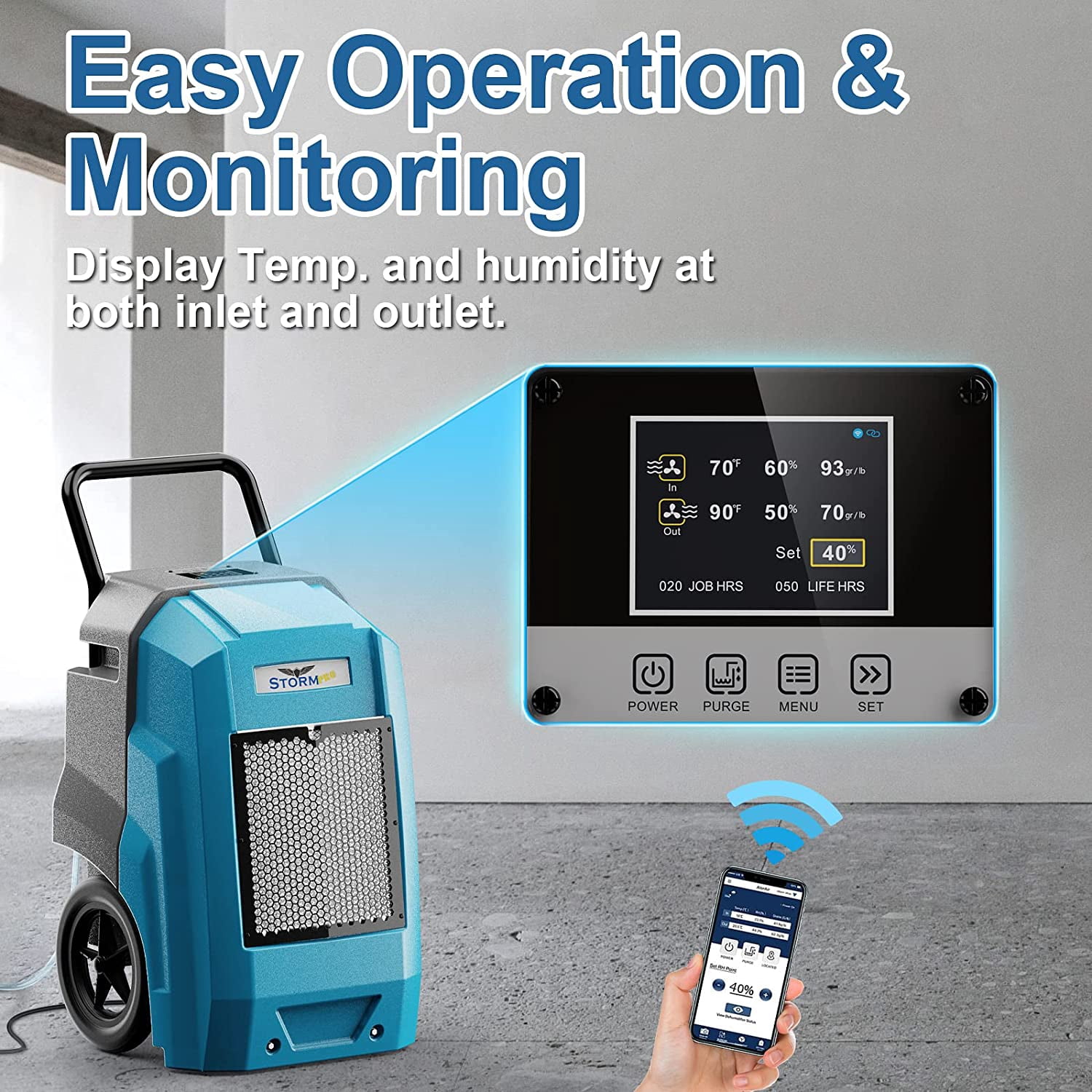 ALORAIR 180 Pints Smart WiFi LGR Commercial Dehumidifier with Pump Drain Hose, 2,300 Sq.Ft Dehumidifier Portable Industrial Dehu with Wheels for Water Damage Restore, Basements, Garages, and Job Site
