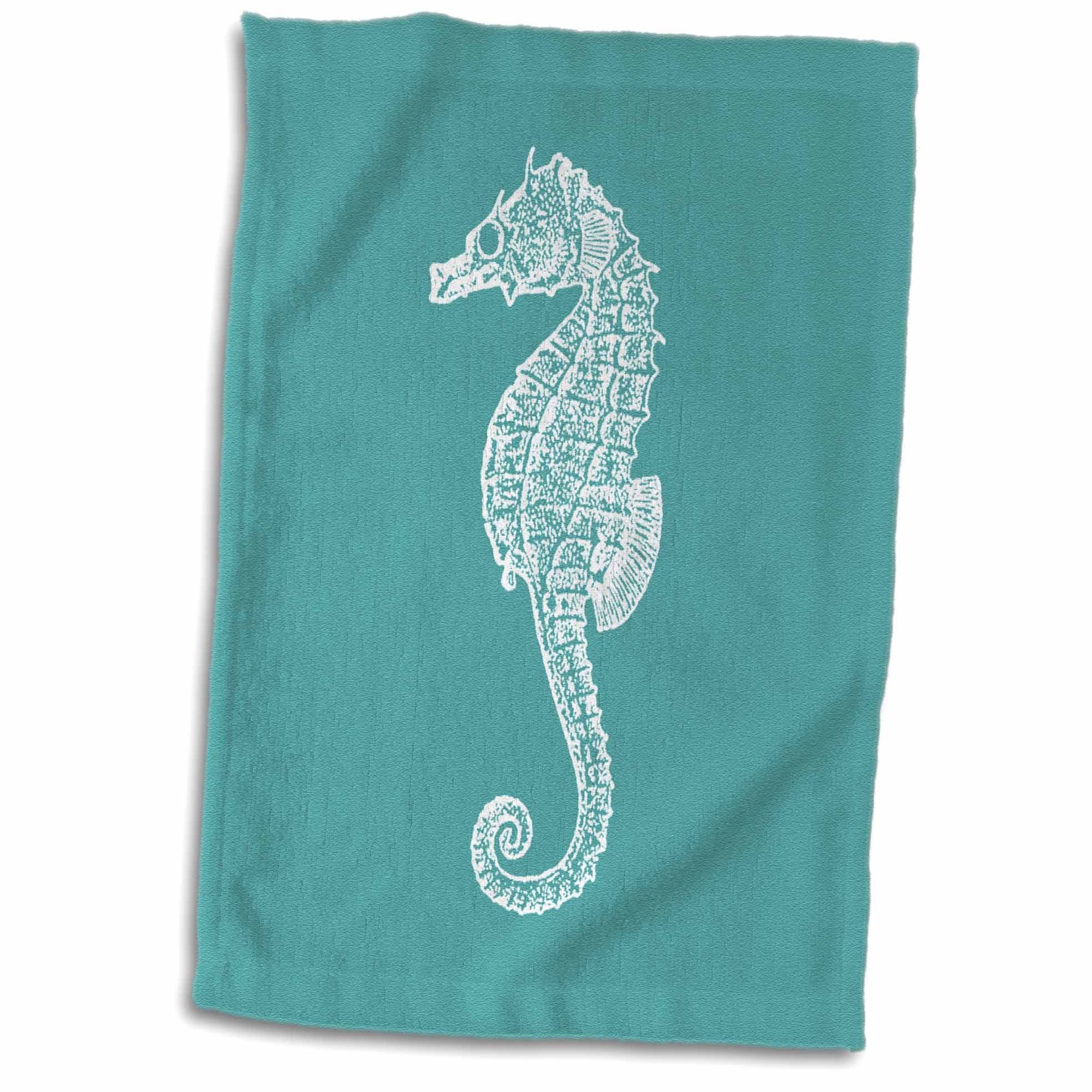 3dRose Teal blue seahorse print Sea Horse Ocean marine beach aquarium