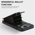 thumbnail image 3 of ELEHOLD for iPhone 13 Pro Max Wallet Crossbody Case with Organ Card Slots Metal Finger Ring Holder Kickstand Crossbody Shoulder Strap Shockproof Purse Cover for Women Girls,black, 3 of 8