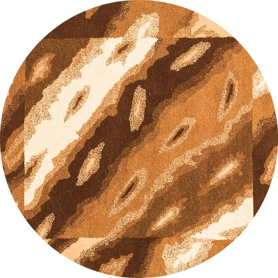 Ahgly Company Indoor Round Abstract Orange Modern Area Rugs, 4' Round