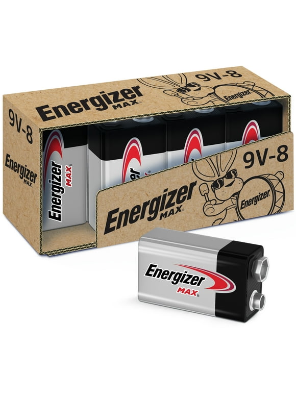 Energizer MAX 9V Batteries (8 Pack), 9 Volt Alkaline Batteries