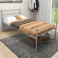 thumbnail image 1 of Giantex Twin Metal Platform Bed Frame, Mattress Foundation w/Strong Support Slats, No Box Spring Needed, Silver, 1 of 7
