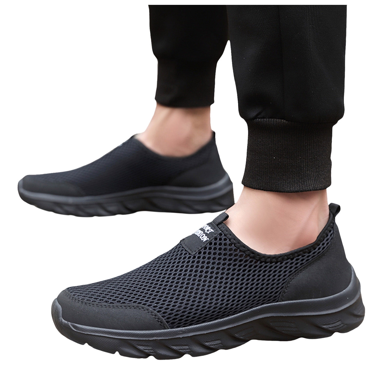 Caqnni Men's Casual Sneakers Lightweight Support Walking Tennis (Black,40)