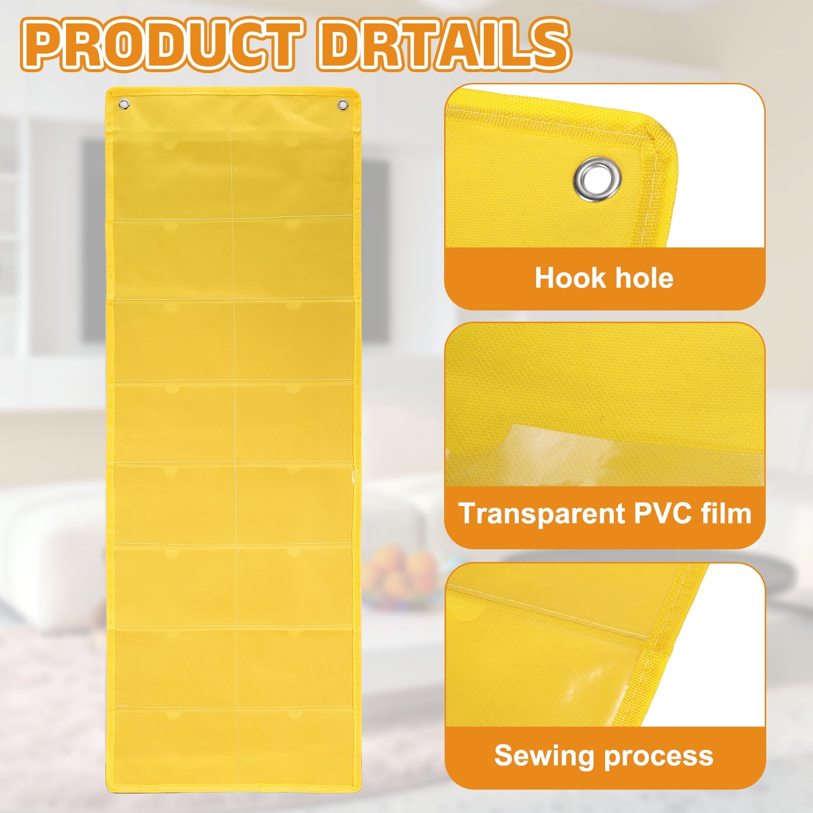 Uxcell 2 Pcs 4" x 6" Index Card Holder Sleeve, 16 Card Slots Organizer Sleeve for Office Home Organization, Yellow