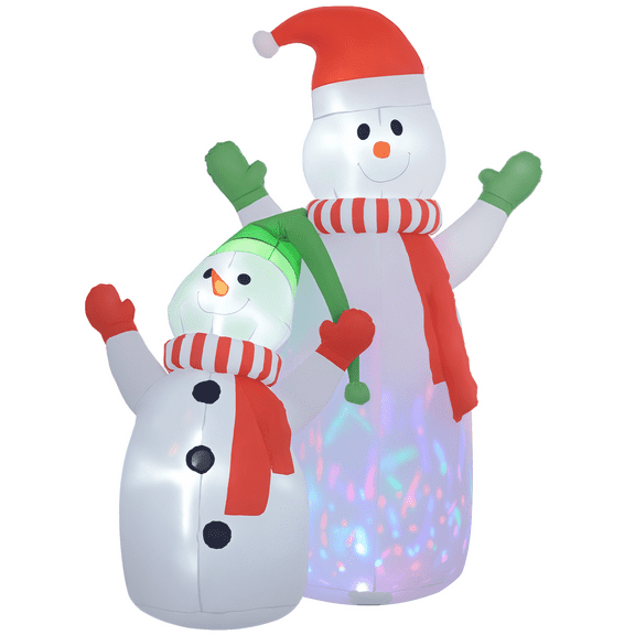 Home Decor Accessories Outsunny 8FT Giant Christmas Inflatables Snowman, Huge Blow Up Christmas Decorations with Rotating Colorful LED Light for Indoor, Outdoor, Yard, Party,Household Decor Items