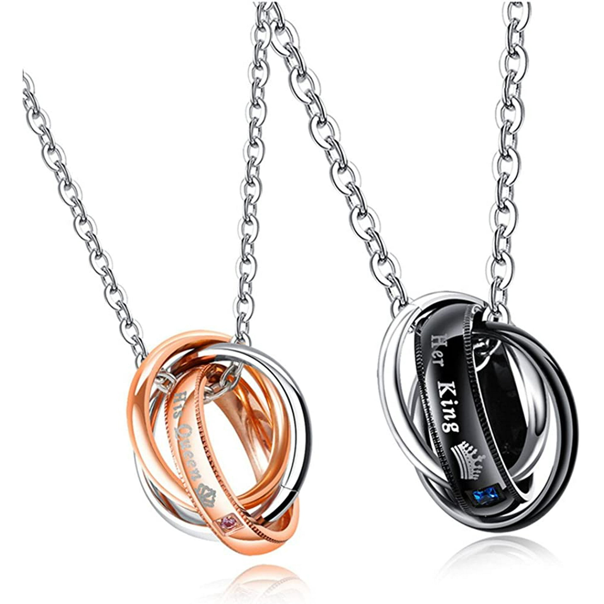 Couples Necklace Her King His Queen Wedding Band Set Anniversary Engagement Promise Necklace Walmart
