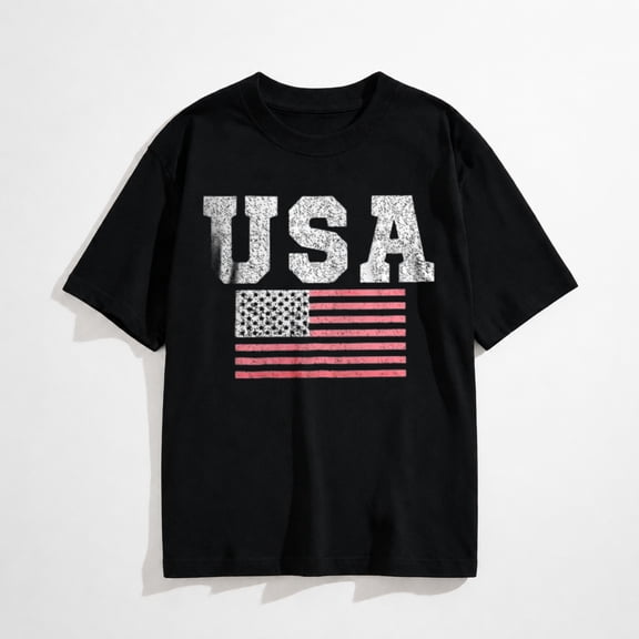 Men's Graphic Tees, Short Sleeve USA Flag Crewneck Casual American Patriotic Regular T-Shirt for Men