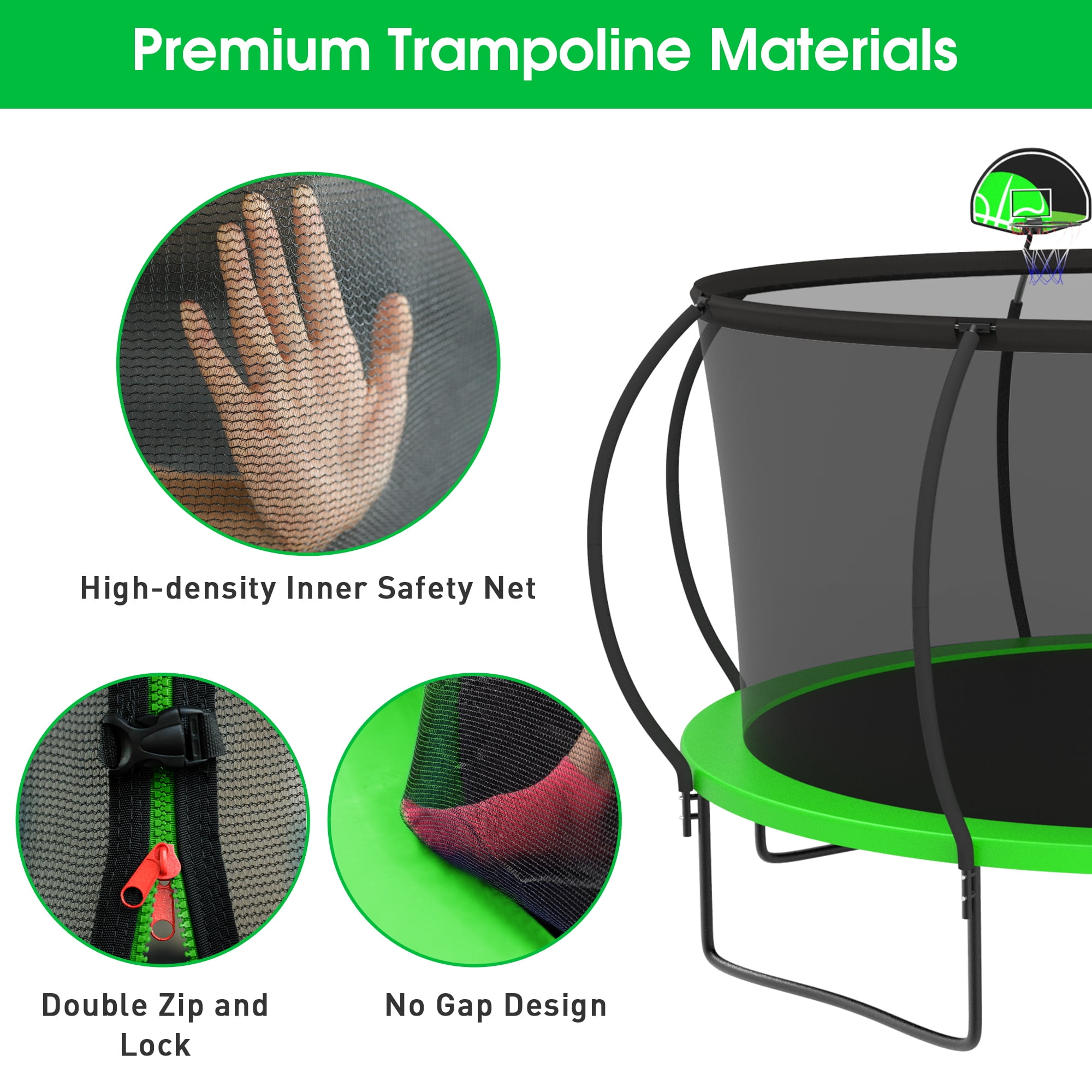 Jump Into Fun 12FT Trampoline 1200LBS for 6 Kids and Adults, Galvanized Anti-Rust Coating Pumpkin Outdoor Trampolines with Enclosure Net and Basketball Hoop, Gift Family Use