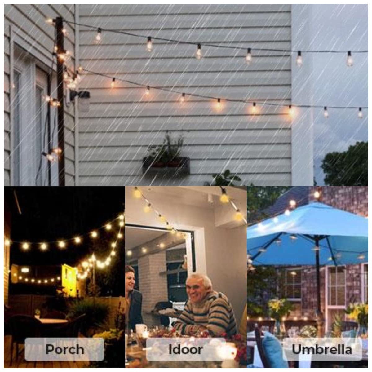 Outdoor String Lights  25ft Patio With 13 Shatterproof G40 Globe Bulb(1 Spare) Waterproof Connectable Dimmable Led Hanging For Outside Backyard Porch Balcony 2700k