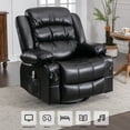 thumbnail image 6 of UHOMEPRO Massage Swivel Rocker Recliner Chair, PU Leather Rocking Sofa Home Recliner with Side Pockets Cup Holder and USB Charge Port, 360-degree Rotation, 30-degree Rocking, Black, 6 of 8