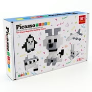 PicassoTiles 101PCS Black & White 1 Magnetic Puzzle Cube Set, STEM Educational Building Blocks, Sensory Learning Toy with Idea Book for Kids