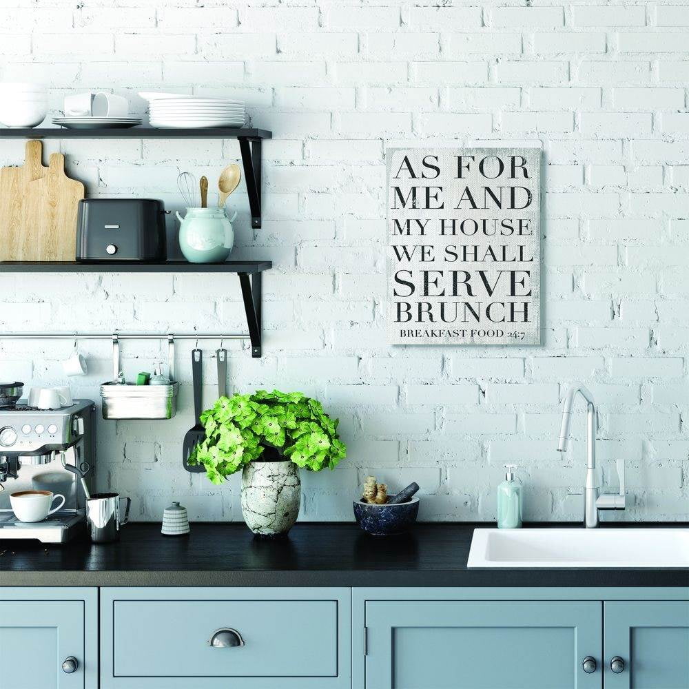 Stupell Industries Shall Serve Brunch Funny Family Kitchen Word Design Canvas Wall Art by Daphne Polselli
