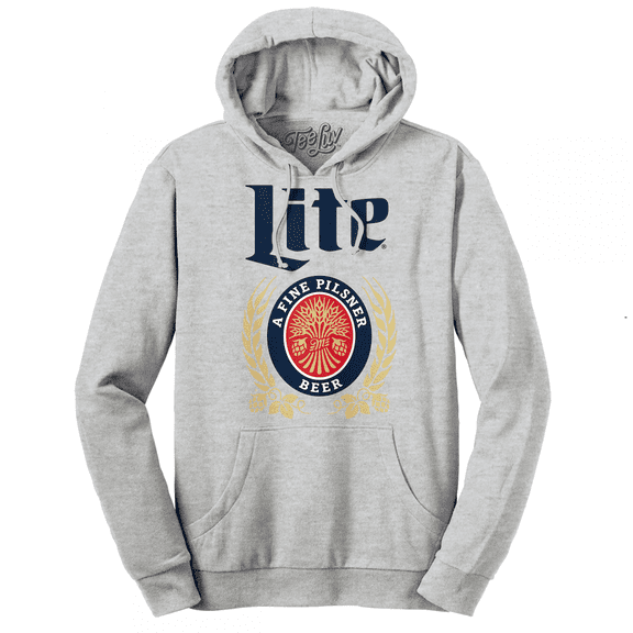 Tee Luv Miller Lite Beer Logo Athletic Heather Pullover Hoodie (Men's) (M)