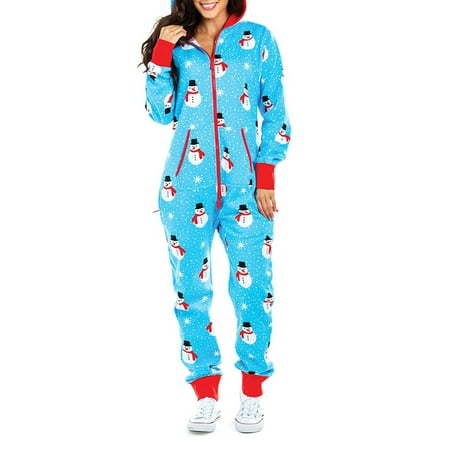

Musuos Womens Christmas One Piece Pajamas with Hood Long Sleeve Home Wear Suits