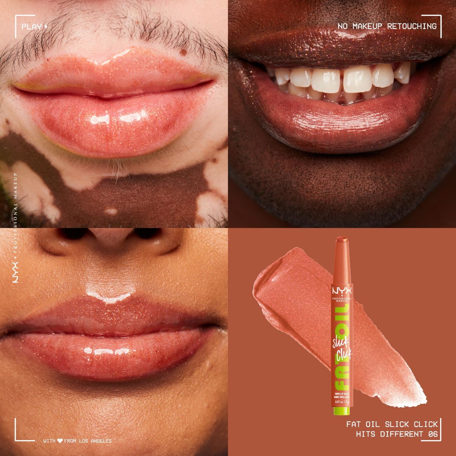 NYX PROFESSIONAL MAKEUP, Baume brillance Fat Oil Slick Click, Baume format bâton, Infusé d'huiles nourissantes, Fini haute brillance - Double Tap (Raspberry Pink)