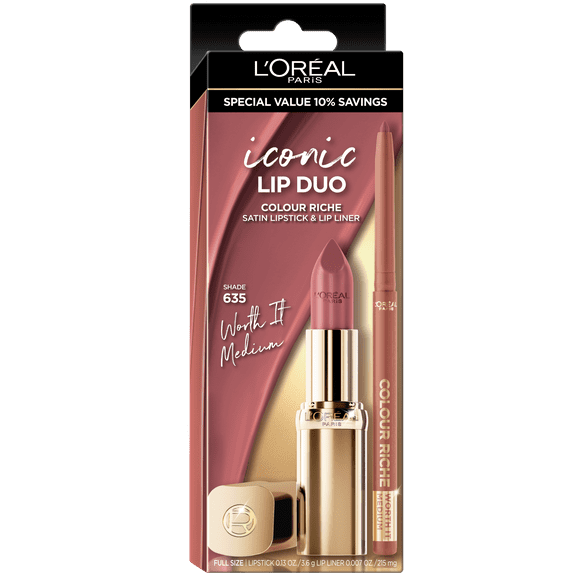 L'Oreal Paris Original Satin Lipstick for Moisturized Lips, 635 Worth It Medium, 1 Kit