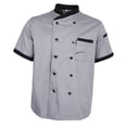 thumbnail image 1 of Women Men Durable Chefs Jacket Coat Hotel Kitchen Summer Waiter Uniform Short Gray, 1 of 8