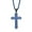 Blue, variant on Stainless Steel Cross Pendant Necklace for Men, 24" Chain, Religious Jewelry Gift
