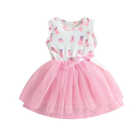 

Toddler Baby Kids Girls Easter Rabbit Bunny Bow Tulle Patchwork Princess Dresses