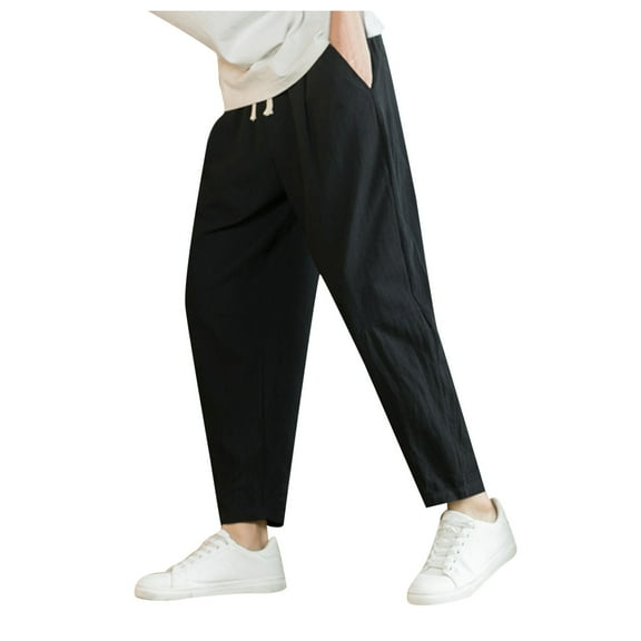 Men's Fashion Loose Casual Solid Color Nine Point Trousers