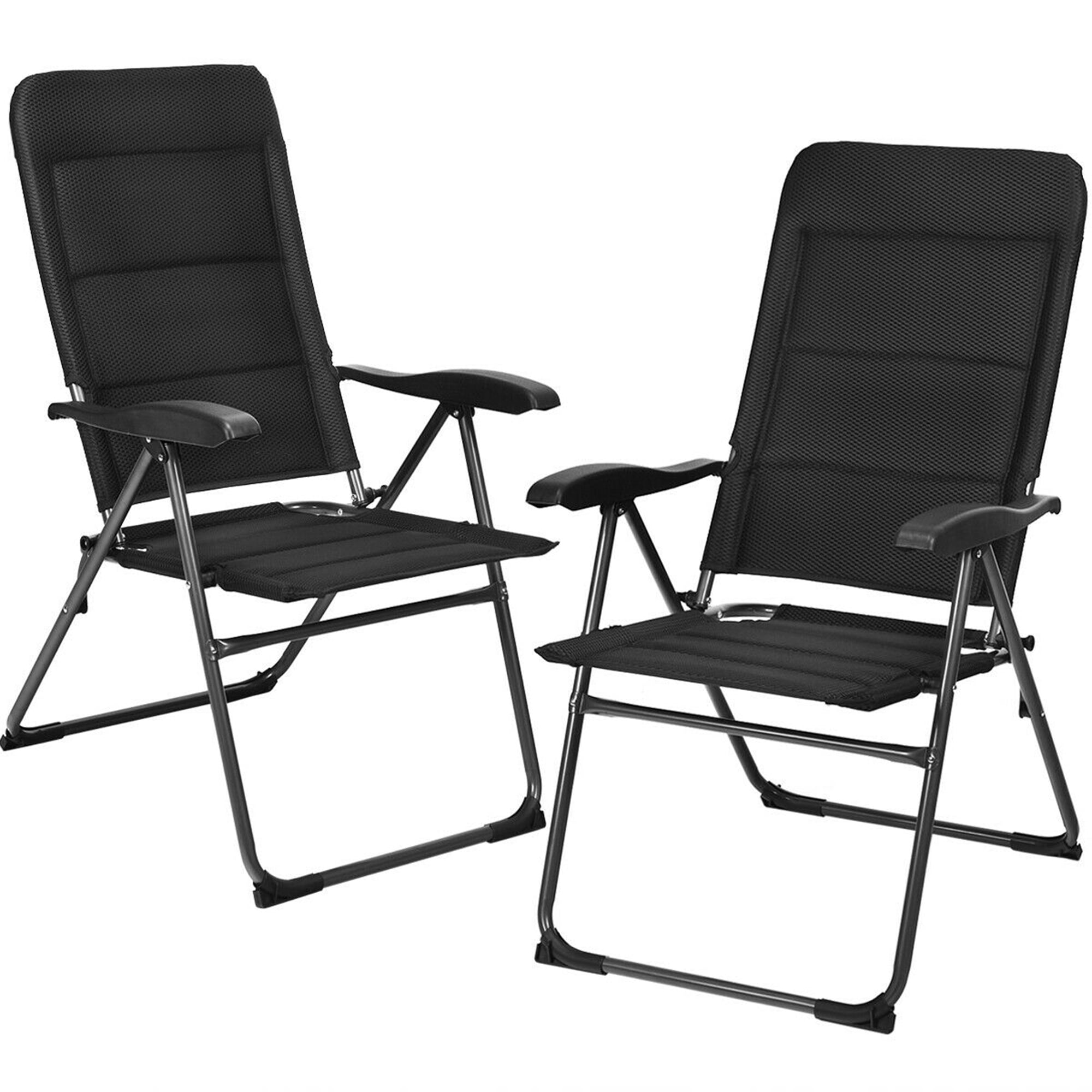 Gymax 2PCS Patio Folding Chairs Back Adjustable Reclining Padded Garden Furniture