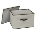 thumbnail image 5 of Household Essentials Wide KD Storage Box With Lid, 15”x18.5"x12”, Durable Canvas Sides With Cardboard Reinforcement for Sturdiness, Includes Handle for Easy Access, Natural with Brown Trim, 5 of 7