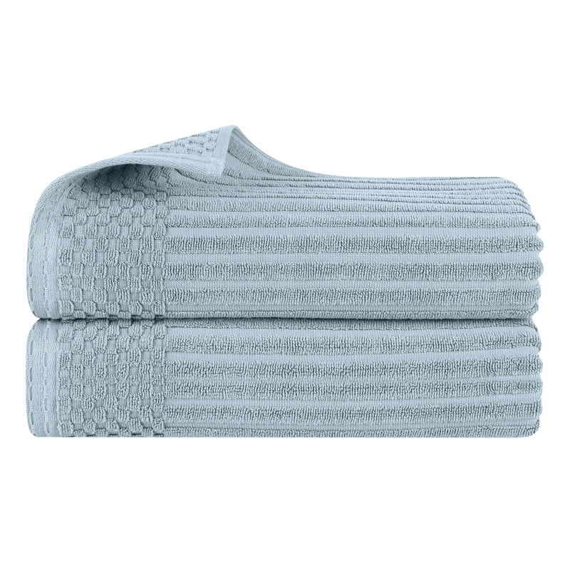 Superior Soho Ribbed Cotton Absorbent Bath Sheet Set of 2, Slate Blue