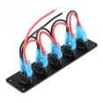 thumbnail image 1 of Trayknick 5 Gang Round Blue LED Dash Rocker Toggle Switch Panel for Boat Yacht Marine Car, 1 of 12