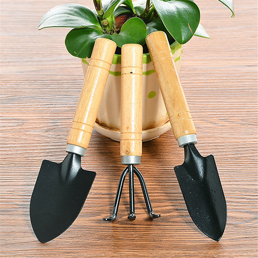 16pcs Shovel Rake Spade Tweezers Kettle Set Wood Handle Mini Gardening tool zxc 