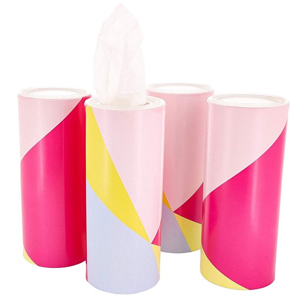 Juvale 4Pack Round Cylinder Facial Tissue Boxes with 8 Refills, 50