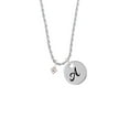 thumbnail image 2 of Delight Jewelry Silvertone Mini Light Pink Crystal Heart Silvertone Script Initial Disc - A - Charm Necklace, 20"+3", 2 of 4
