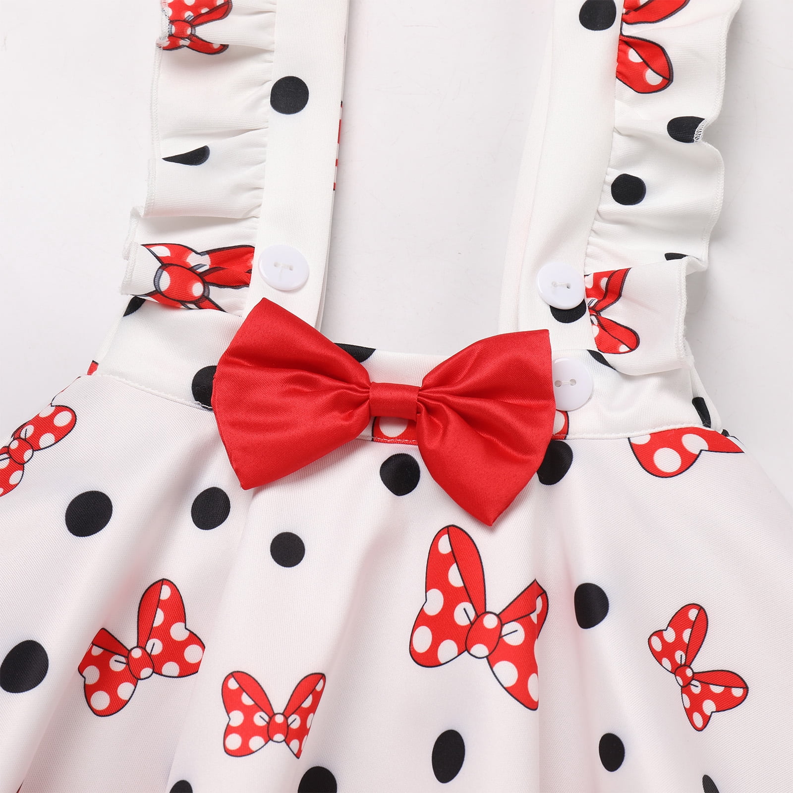 IBTOM CASTLE Toddler Baby Girls Mouse Birthday Outfit Short Sleeve Pullover T-shirt Suspender Skirt with Headband Cake Smash Casual Outfits 3-4 Years Black + Red