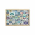 thumbnail image 1 of Moroccan Wall Art with Frame, Floral Patchwork Design Mediterranean Symbolic Artisan Work, Printed Fabric Poster for Bathroom Living Room, 35" x 23", Multicolor, by Ambesonne, 1 of 2