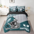 thumbnail image 2 of Manfei Green Football Helmet 7-Piece Twin Bedding Sets,Rugby Sport Bedding Comforter Set,Boys Ball Game Sheet Sets For Kids,Ultra Soft Home Decor Reversible, 2 of 8
