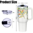thumbnail image 5 of Floral Tumbler with Handle - 40oz Stainless Steel Travel Mug Insulated Coffee Cup, Floral Birthday Gifts for Women, Flowers Girl Birthday Gift Ideas (with Lid and Straw), 5 of 6