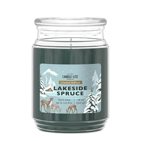 Candle-Lite Lakeside Spruce Scented Jar Candle, 18 oz, Long Burn Natural Wax