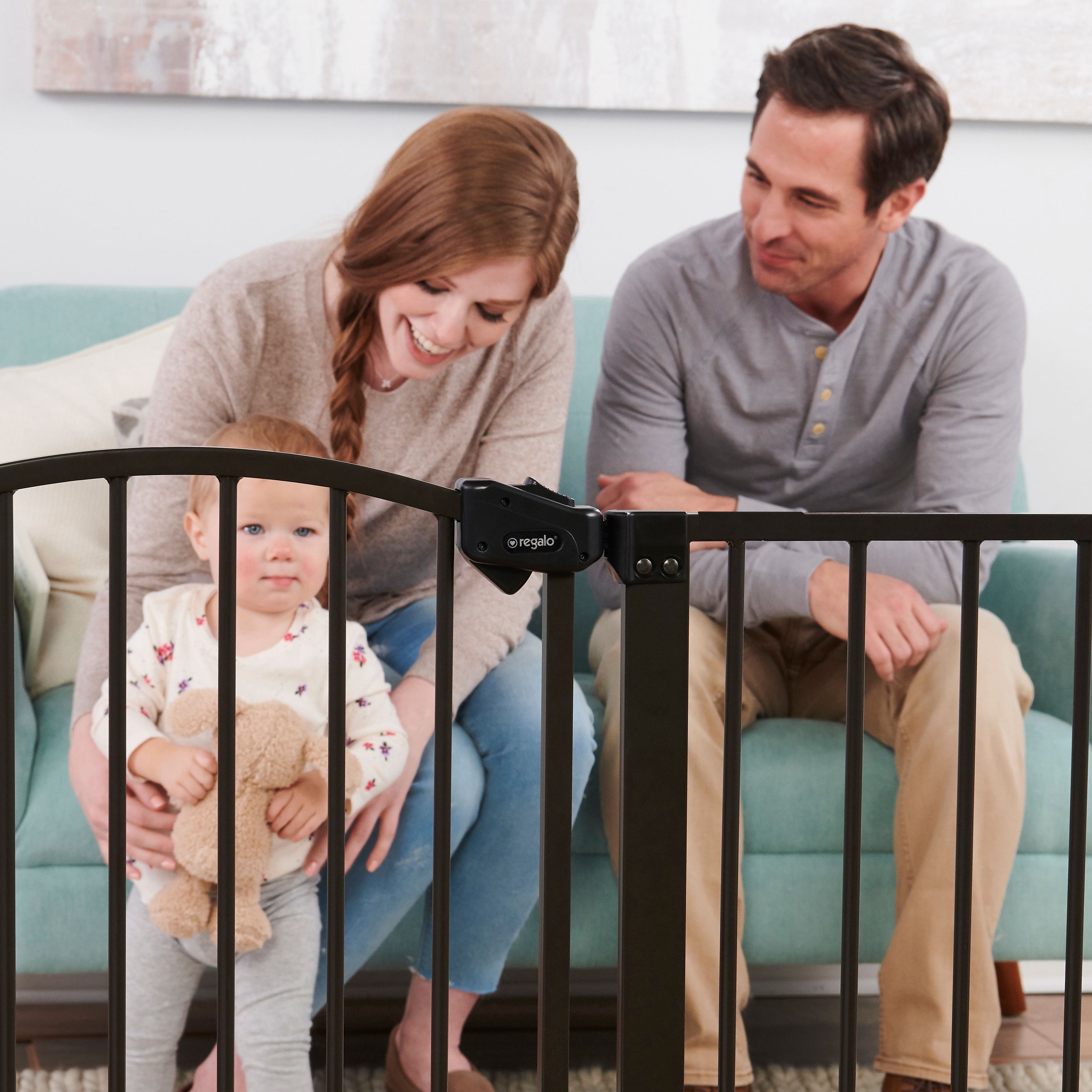 Regalo Extra Wide 58” Arched Décor Baby Safety Gate with Extensions, Pressure-Mounted for Doorways & Bottom of Stairs, Dark Bronze