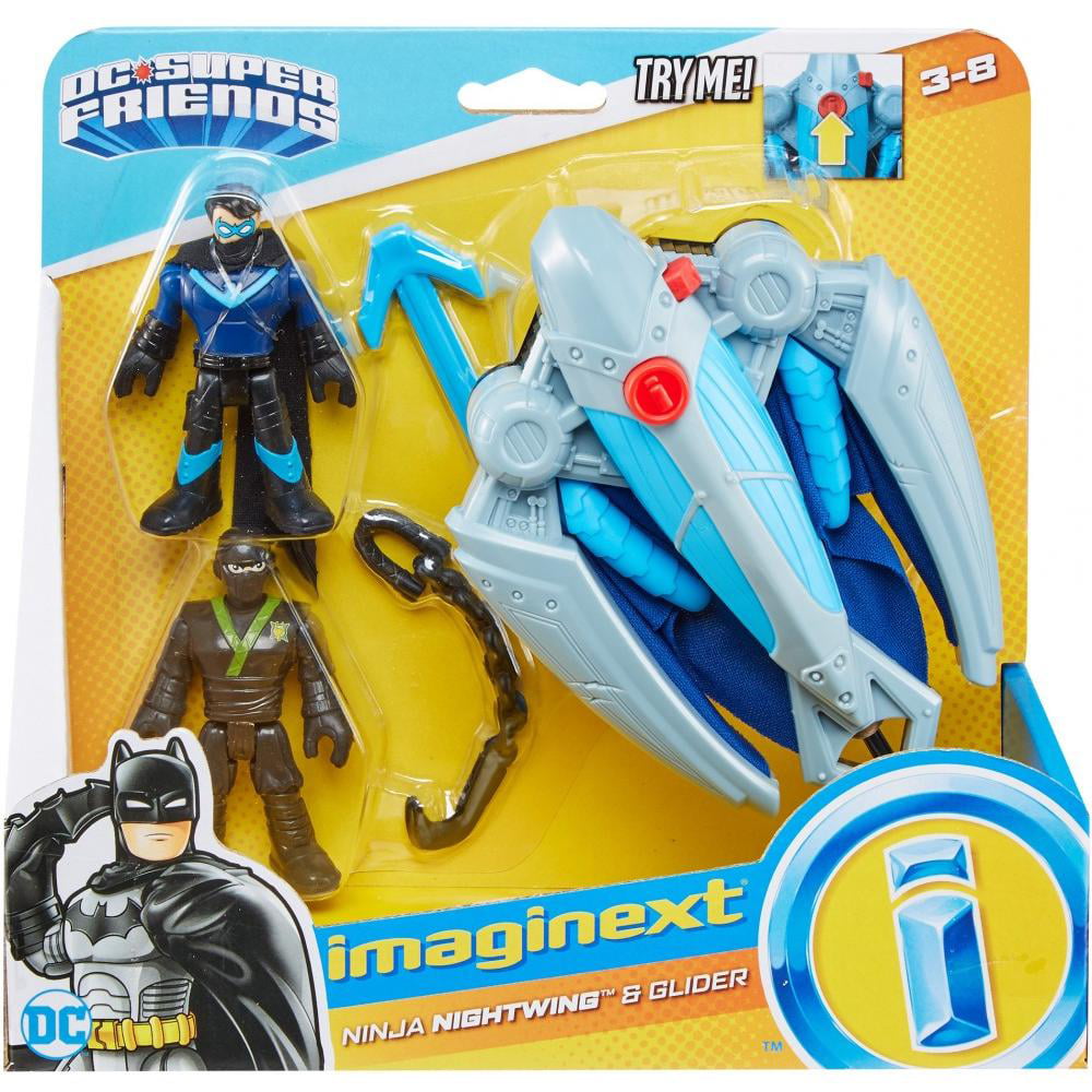 2Pcs Nightwing & Glider Imaginext DC Super Friends Hero Action Figure Doll Toys 
