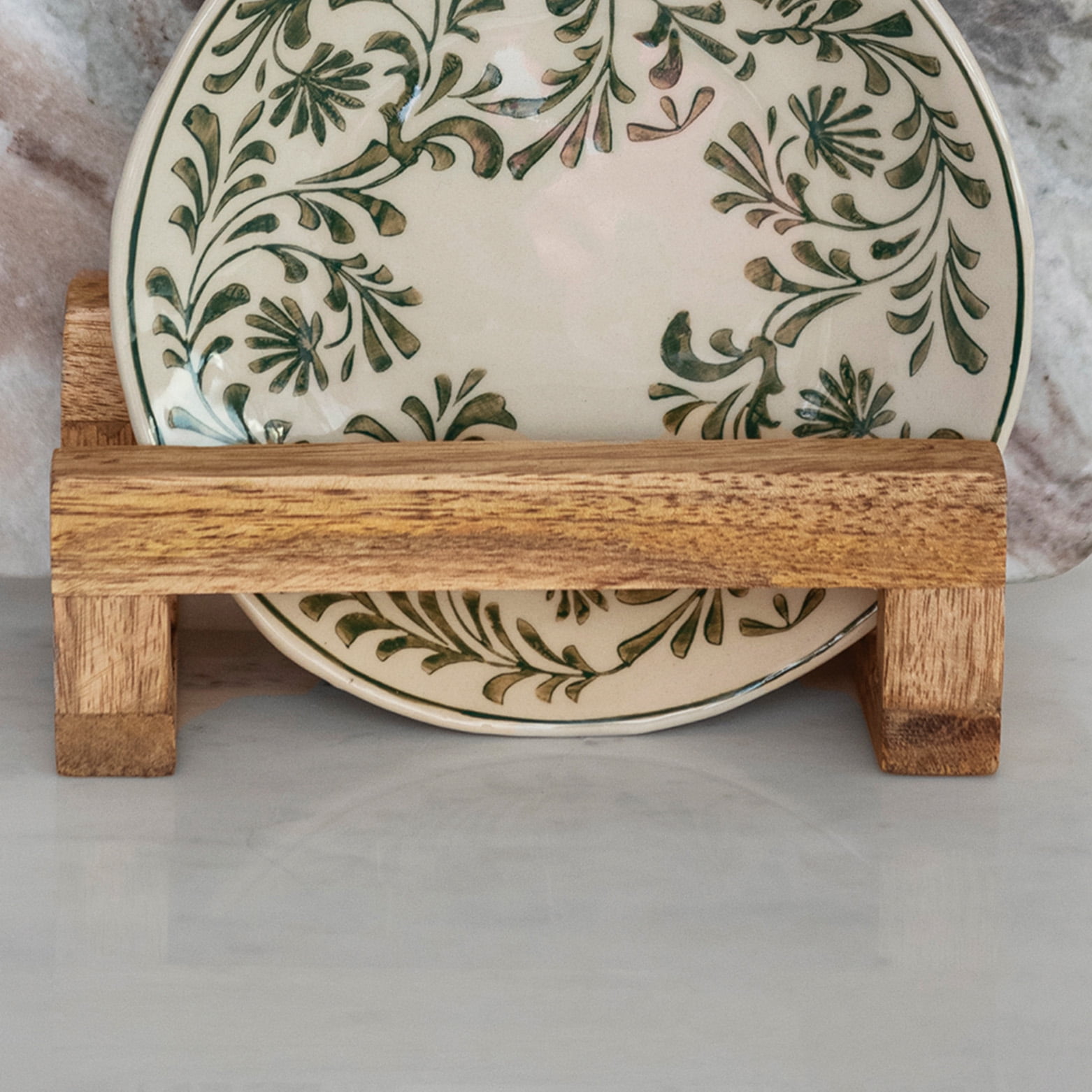 Creative Co-Op 6 Inches Mango Wood Cutting Board Stand with 3 Sections for Kitchen, Natural