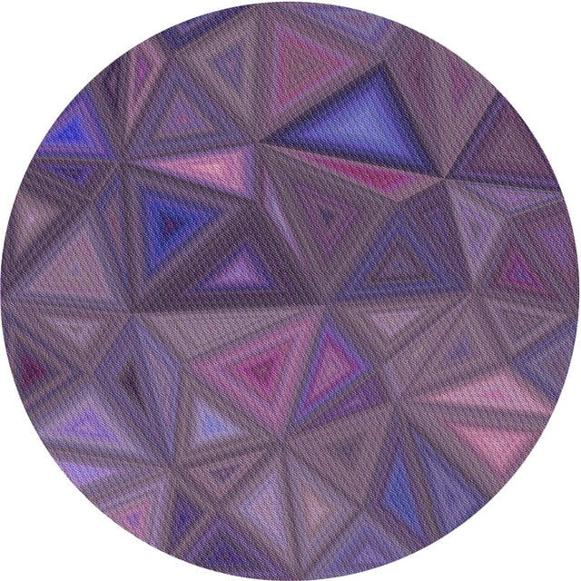 Ahgly Company Tapis d'Intérieur Rond Lavable en Machine Transitionnel Violet, 6 Pieds Rond