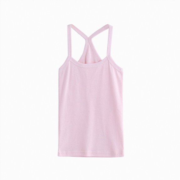 Splozh Girls Undershirt 1-10 Years Solid Color Summer Athletic Dance Sleeveless Tank Tops Dance Top Dance Tops for Girls,Pink,9-10 Years