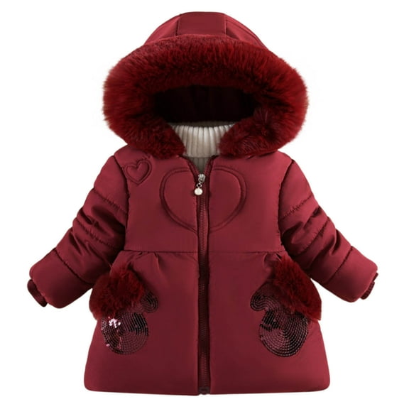 SHTXOZHI Girls Winter Jacket Toddler Puffer Down Jacket Coat Zipper Hooded Warm Outwear for Kids