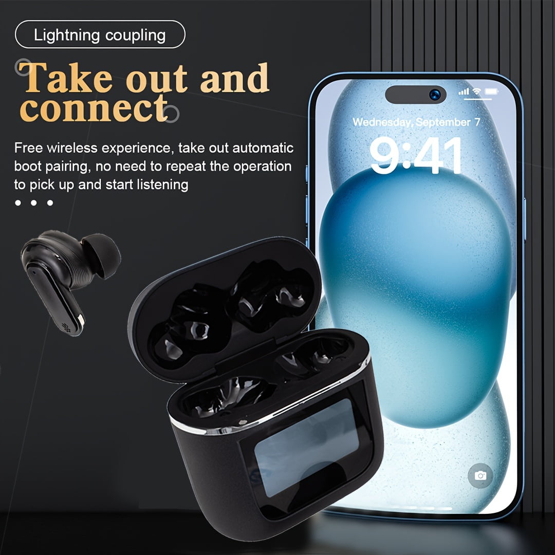 2024 Upgraded Wireless Earbuds with Digital Display - Hd Sound, Lyrics & Language Support, Ideal for Sports, Music & Gaming - Compatible with Apple, Xiaomi, for Samsung, Huawei