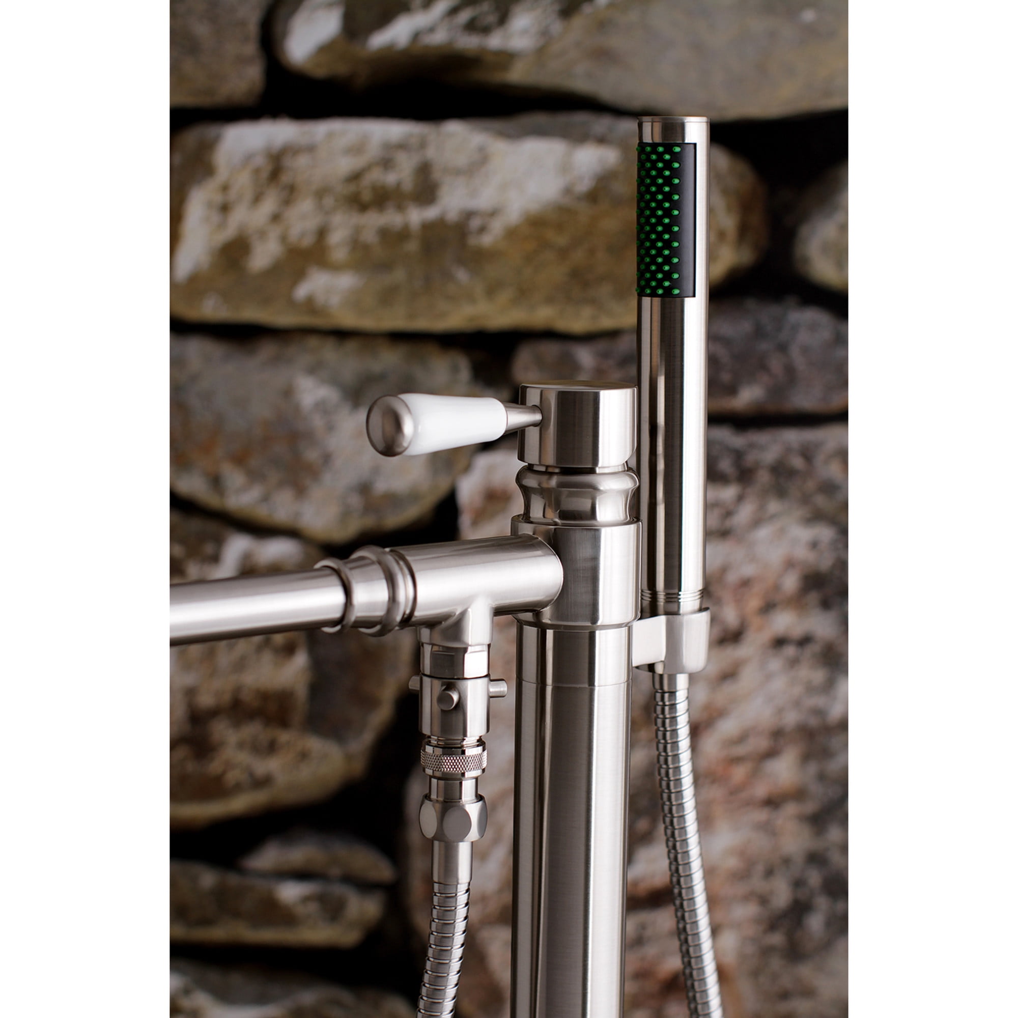 Kingston Brass KS7038DPL Paris Freestanding Tub Faucet with Hand Shower, Brushed Nickel