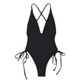 thumbnail image 4 of Jinhomg Fashion Swimsuits for Women 2025 Backless Criss Cross Tie Split Swimwear Casual Summer One Piece High Cut Thong Bathing Suit Winter Saving Black L, 4 of 7