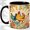 Black, variant on Retro Chicken Sunburst Coffee Mug, Farm Chicken Mug, Morning Tea Cup for Home, Three Hens with Colorful Flowers and Swirl Lines, Backyard Poultry Art, Rustic Country Kitchen Lover