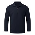 thumbnail image 4 of Rggeeun Men's Polo Shirts Male Casual Solid Color Zipper Lapel Long Sleeve Polo Shirts Top Classic Collared Golf Shirts Mens Shirts, 4 of 5