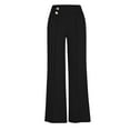 thumbnail image 5 of Aofany Women Stretch Pants Casual Work Lounge Pant Fashion Button Office High Waist Straight Wide Leg Trouser, 5 of 6