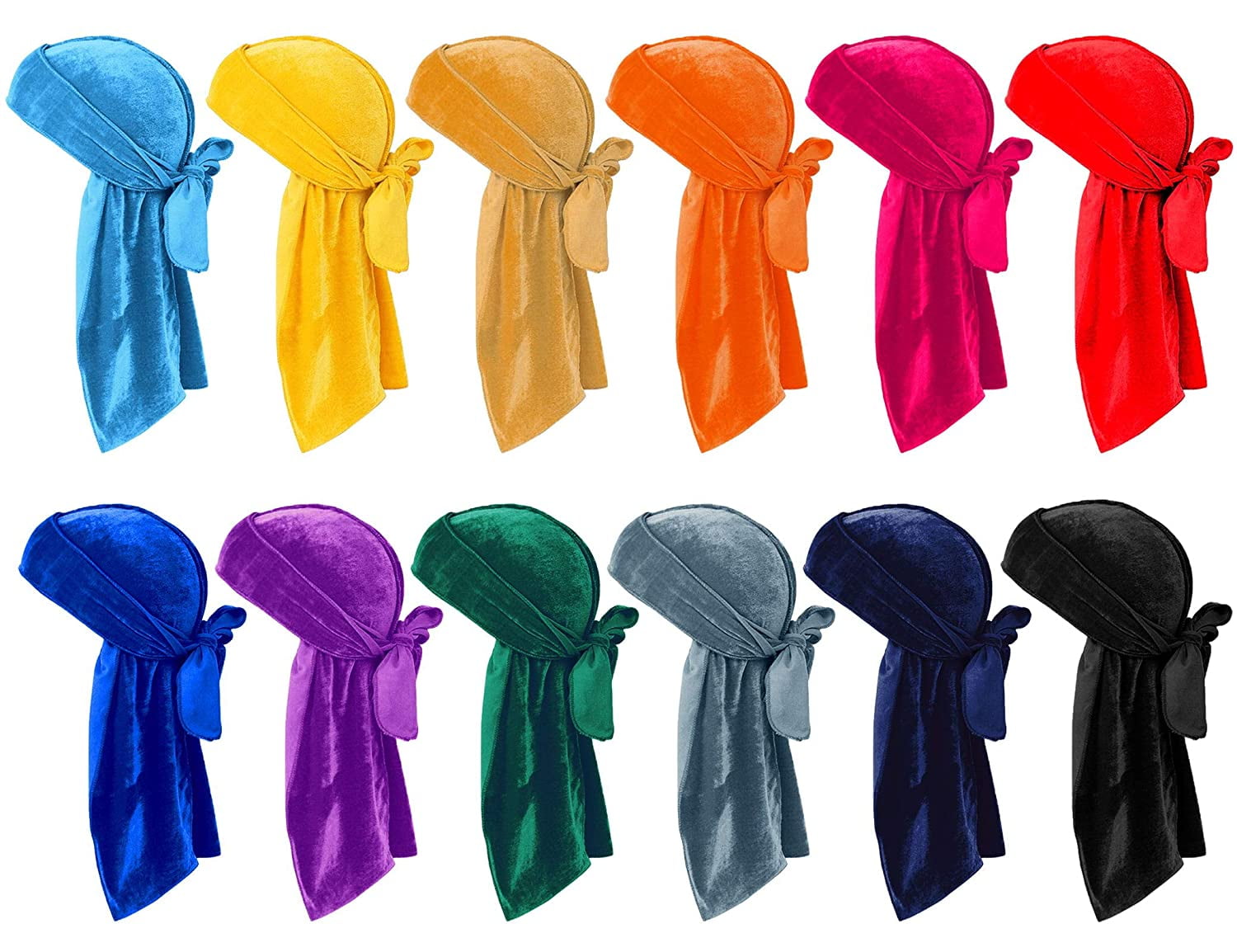 6 Pack Men's Durag Headwrap Waves Headscarf Bandana Doo Rag Long Tail  (Grey) 